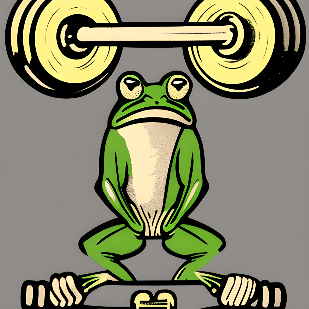 Vintage Frog Lifting Weights · Creative Fabrica