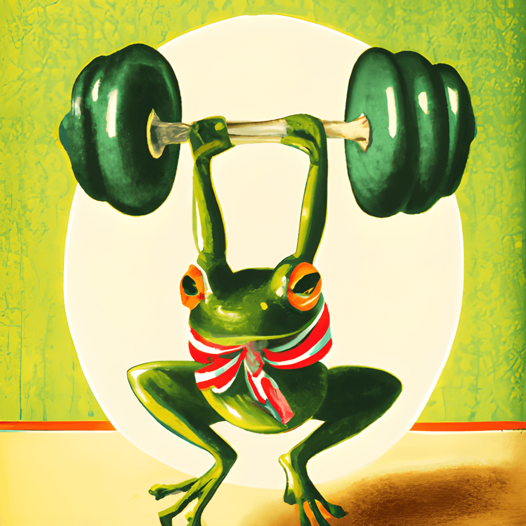 Vintage Frog Lifting Weights · Creative Fabrica