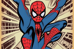 Toile de Spiderman à capuche se balançant dans le noir · Creative Fabrica