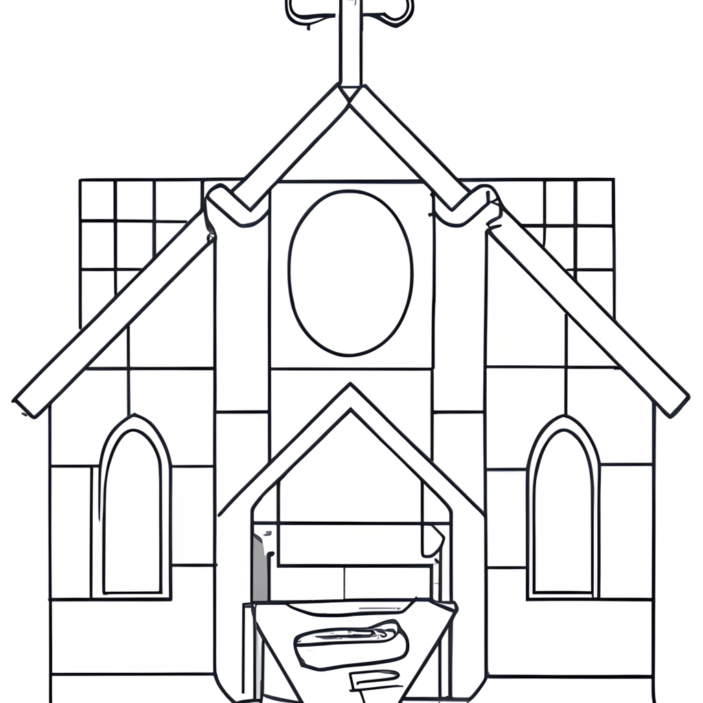 Coloring Page Origami Christian Church · Creative Fabrica