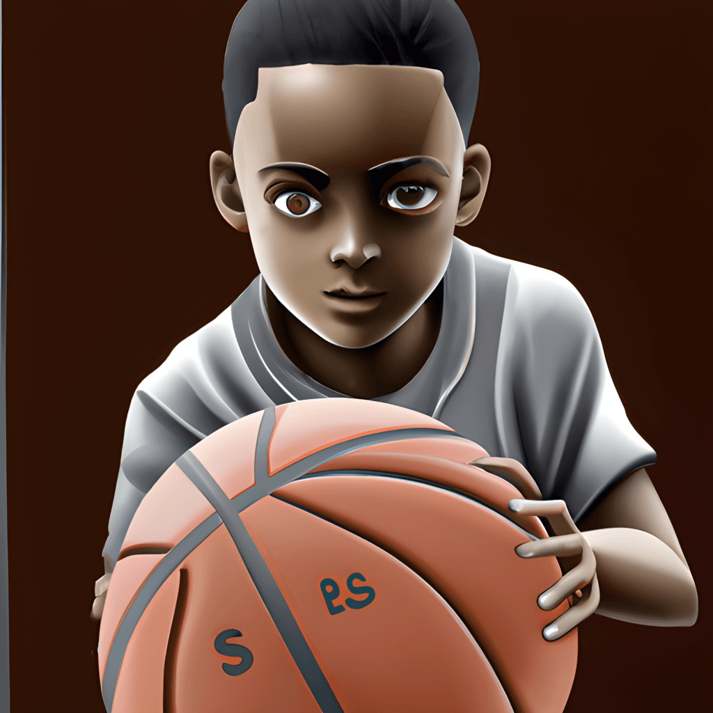 cartoon black boy playing basketball