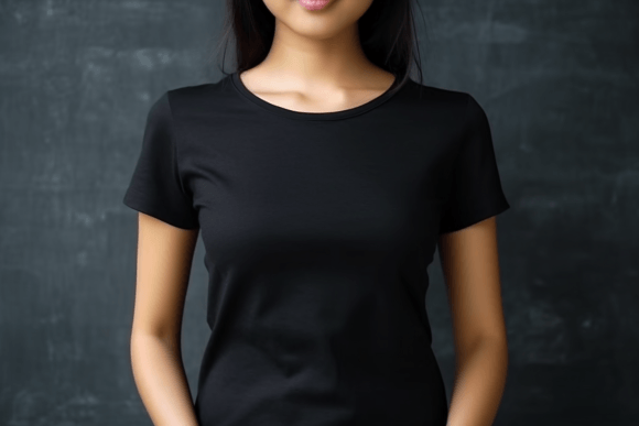 Female Wearing Black T-shirt Mockup Graphic by Illustrately · Creative ...