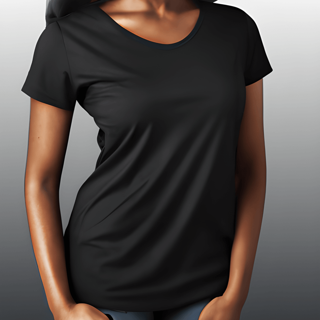 Black Women in Black TShirt Mockup · Creative Fabrica