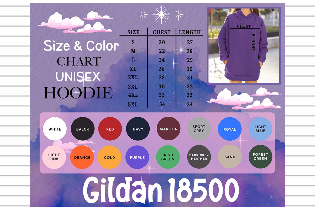 Gildan 18500 Size Chart Unisex Hoodie Graphic by evarpatrickhg65 ...