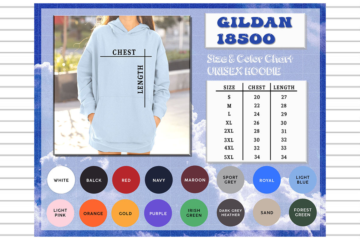 Gildan 18500 Size Chart Unisex Hoodie Graphic by evarpatrickhg65 ...