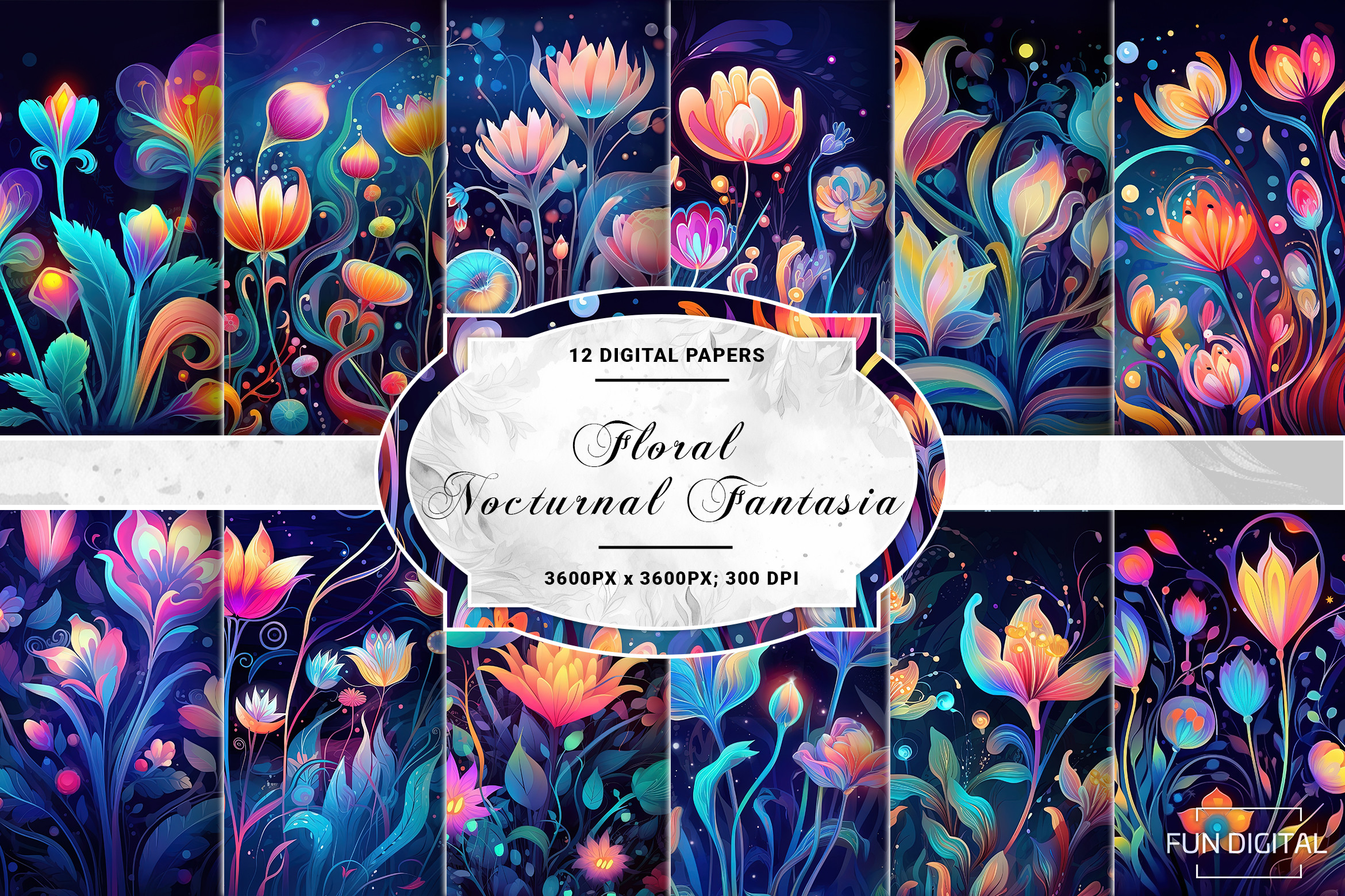 Nocturnal Fantasia Floral Set Gráfico por Fun Digital · Creative
