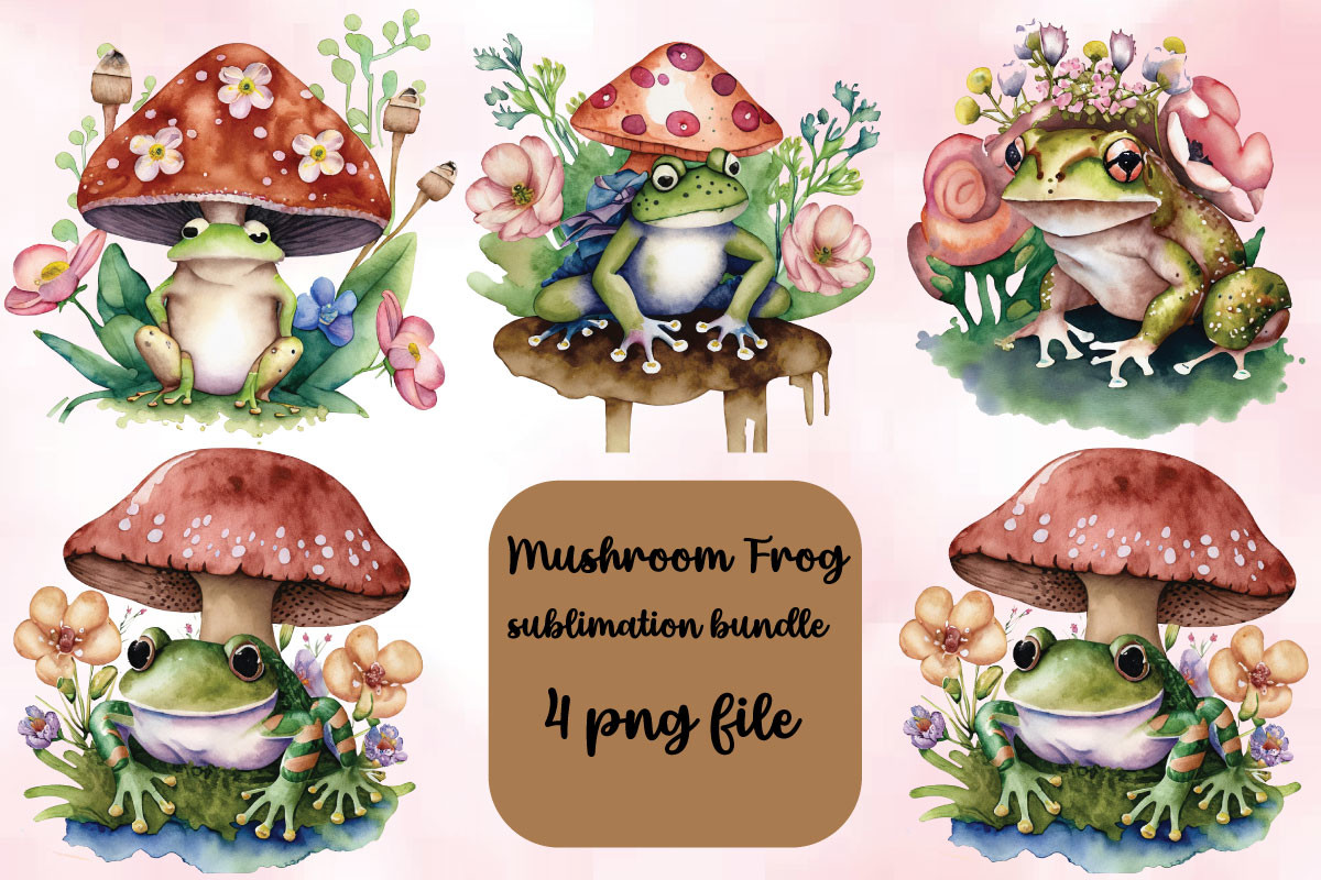 Mushroom Frog Watercolor Clipart Bundle Graphic by Ls Creative ...