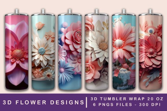 3d tumbler designs, 3d sublimation designs, 3D flowers