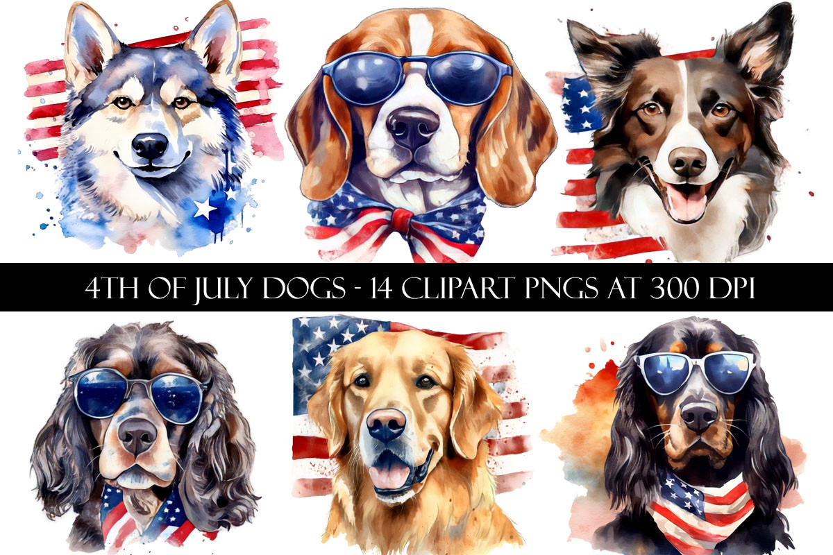 4th of July Dog Clipart Graphic by Digital Paper Packs · Creative Fabrica