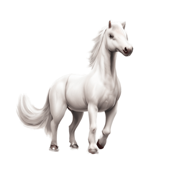 Baixe Belíssimo Cavalo Branco com Crina e Cauda Douradas PNG - Creative  Fabrica