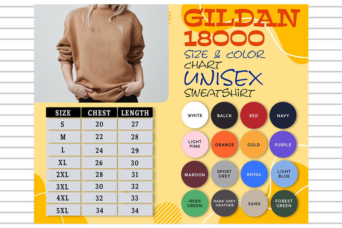 Gildan 18000 Size Color Chart Sweatshirt Graphic by evarpatrickhg65 ...