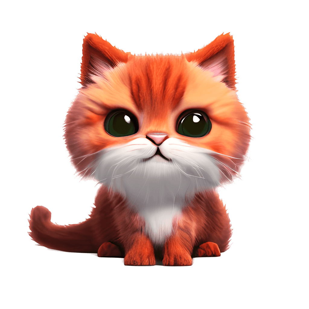 Cute Red Cat Fluffy Clip Art Kawai Chibi Hyper Realistic · Creative Fabrica