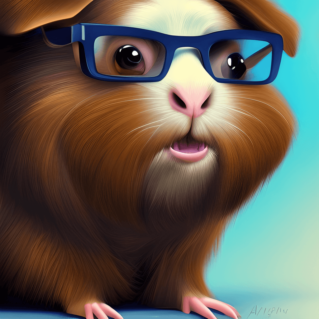 3D Cute and Adorable Cartoon Guinea Pig with Glasses Portrait ...