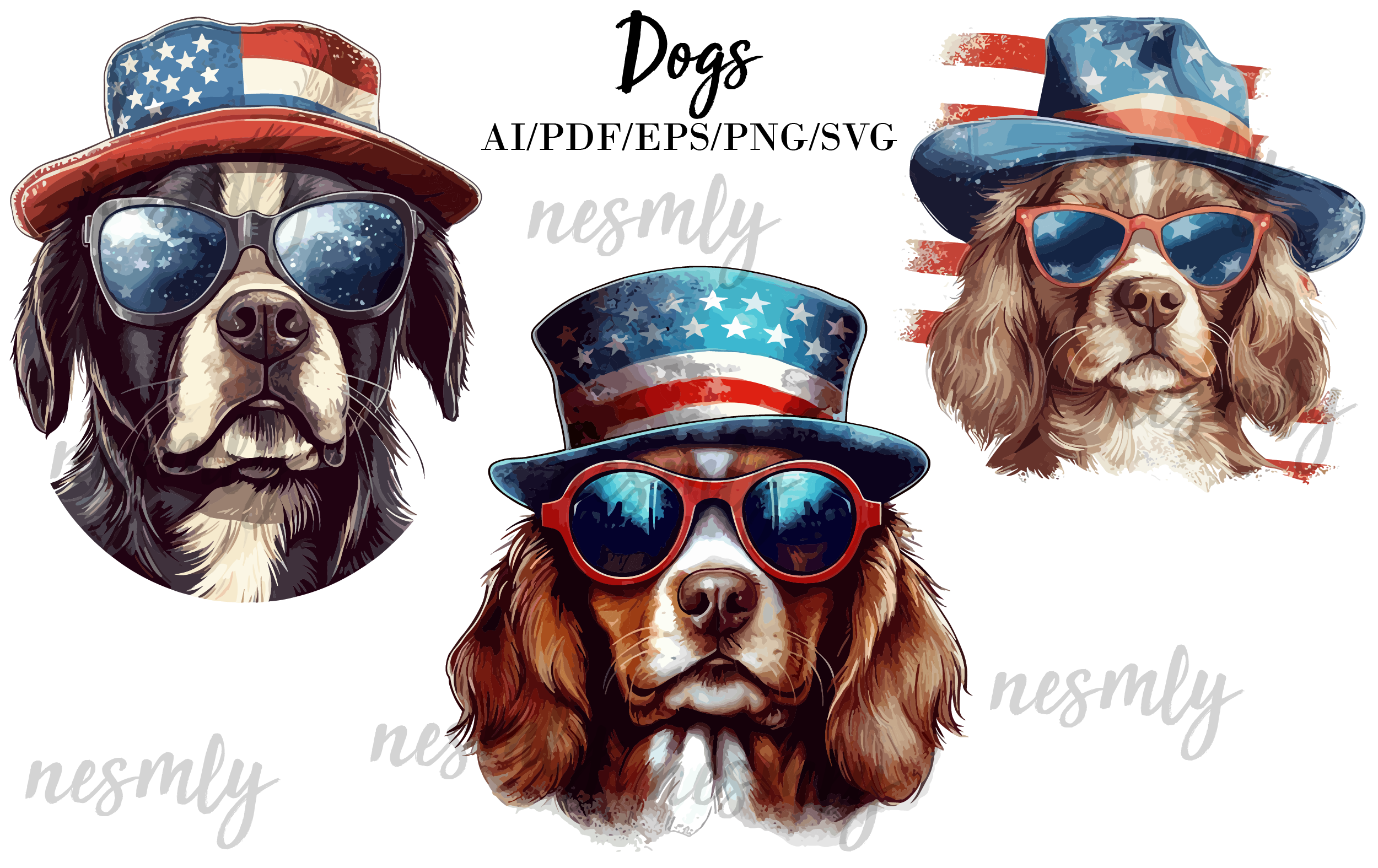 Dog 4th of July Clipart Bundle Graphic by NESMLY · Creative Fabrica
