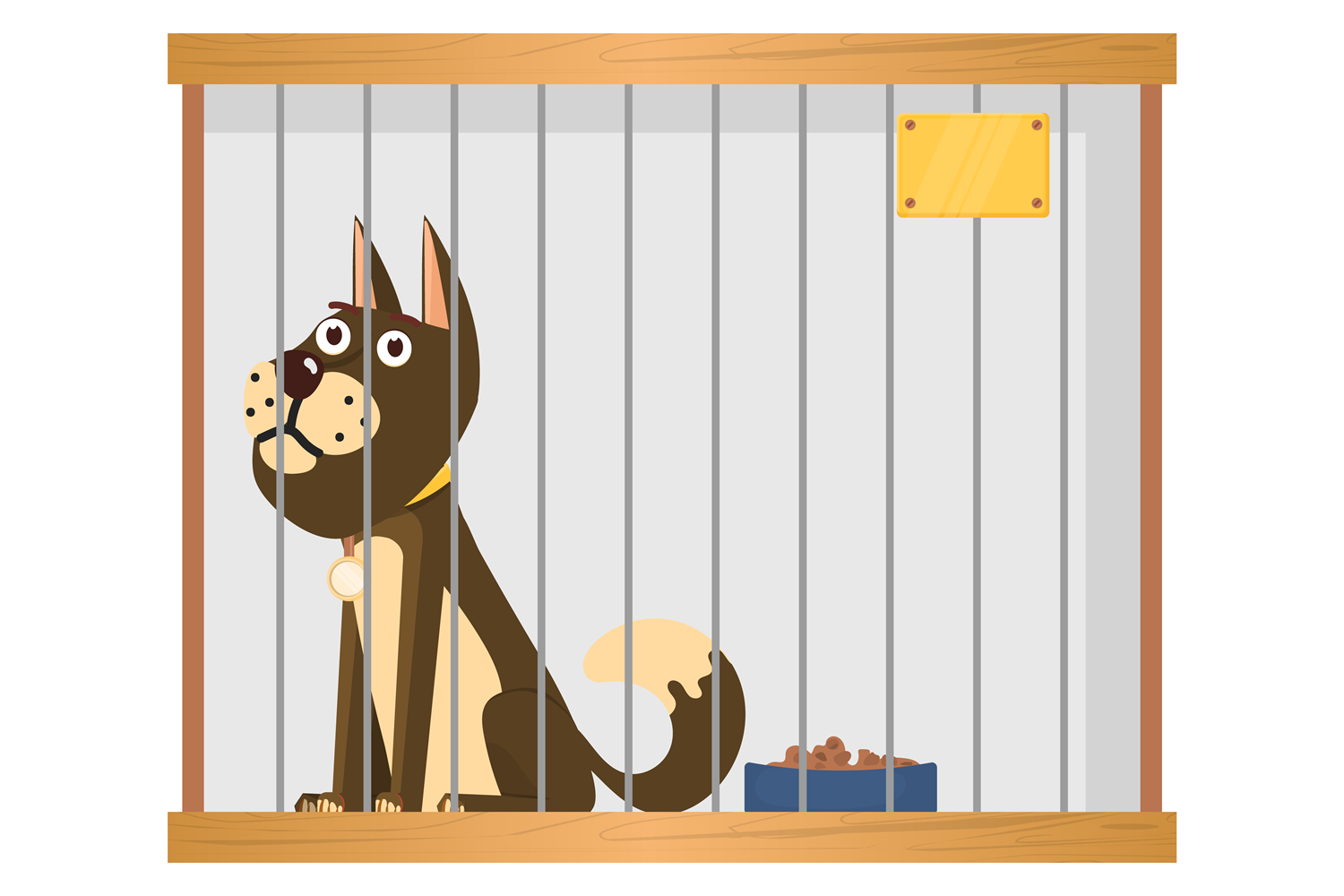 Dog Shelter Cage with Sad Animal Cartoon Graphic by ladadikart ...