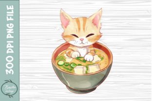Fun Happy Anime Cat Enjoying a Bowl of Ramen Noodles | Poster