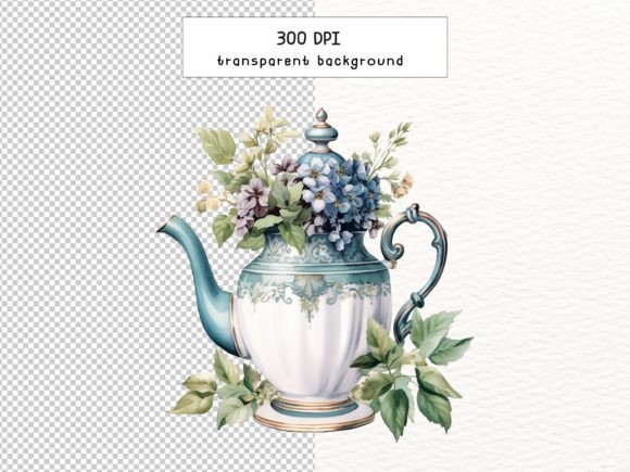 Cute Shabby Bejeweled Tea Pot with Flowers · Creative Fabrica