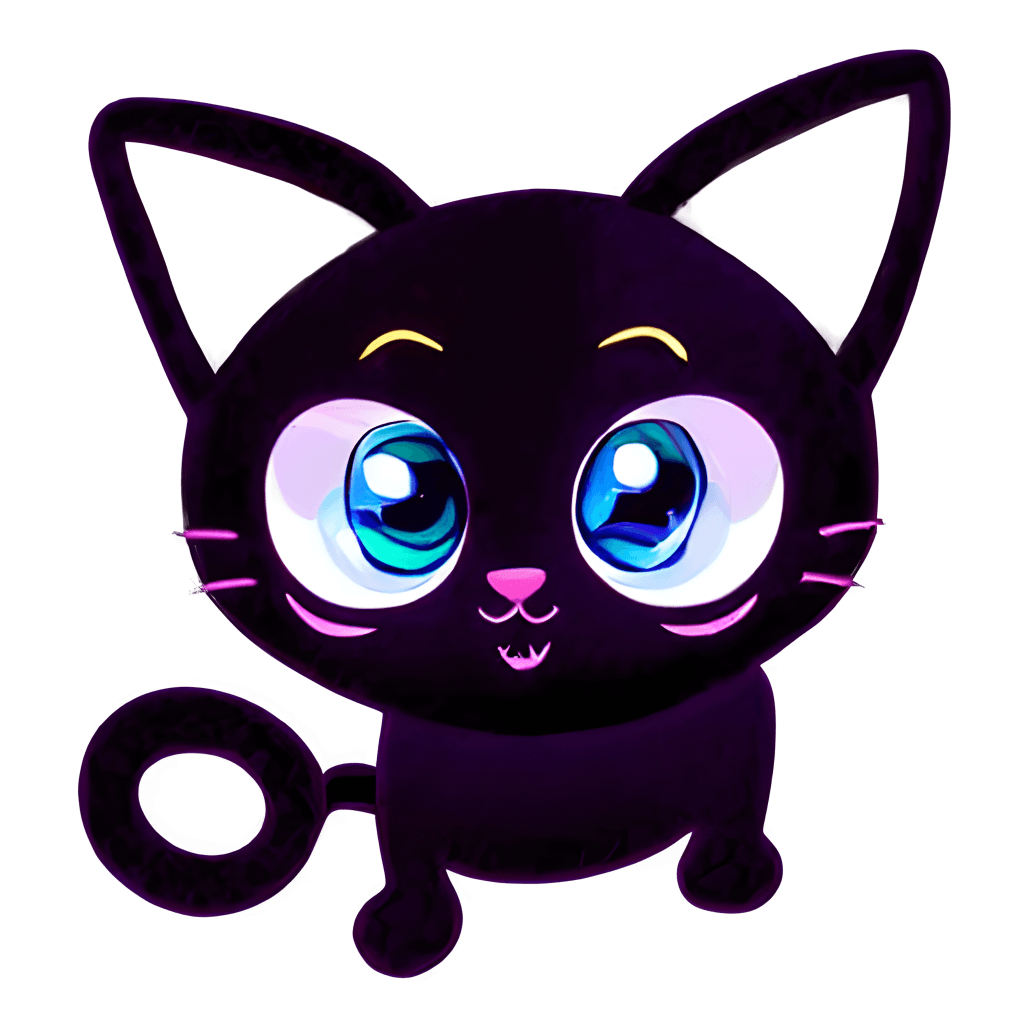 Cute Black Kitten Cartoon Character Graphic · Creative Fabrica
