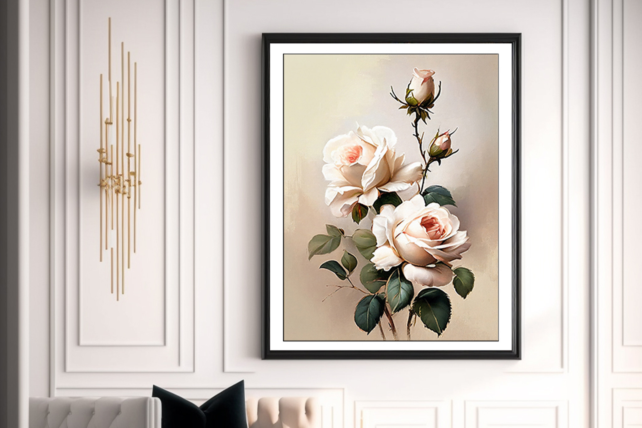 Oil Painting Peach Roses Graphic by modernmasterpieces23 · Creative Fabrica