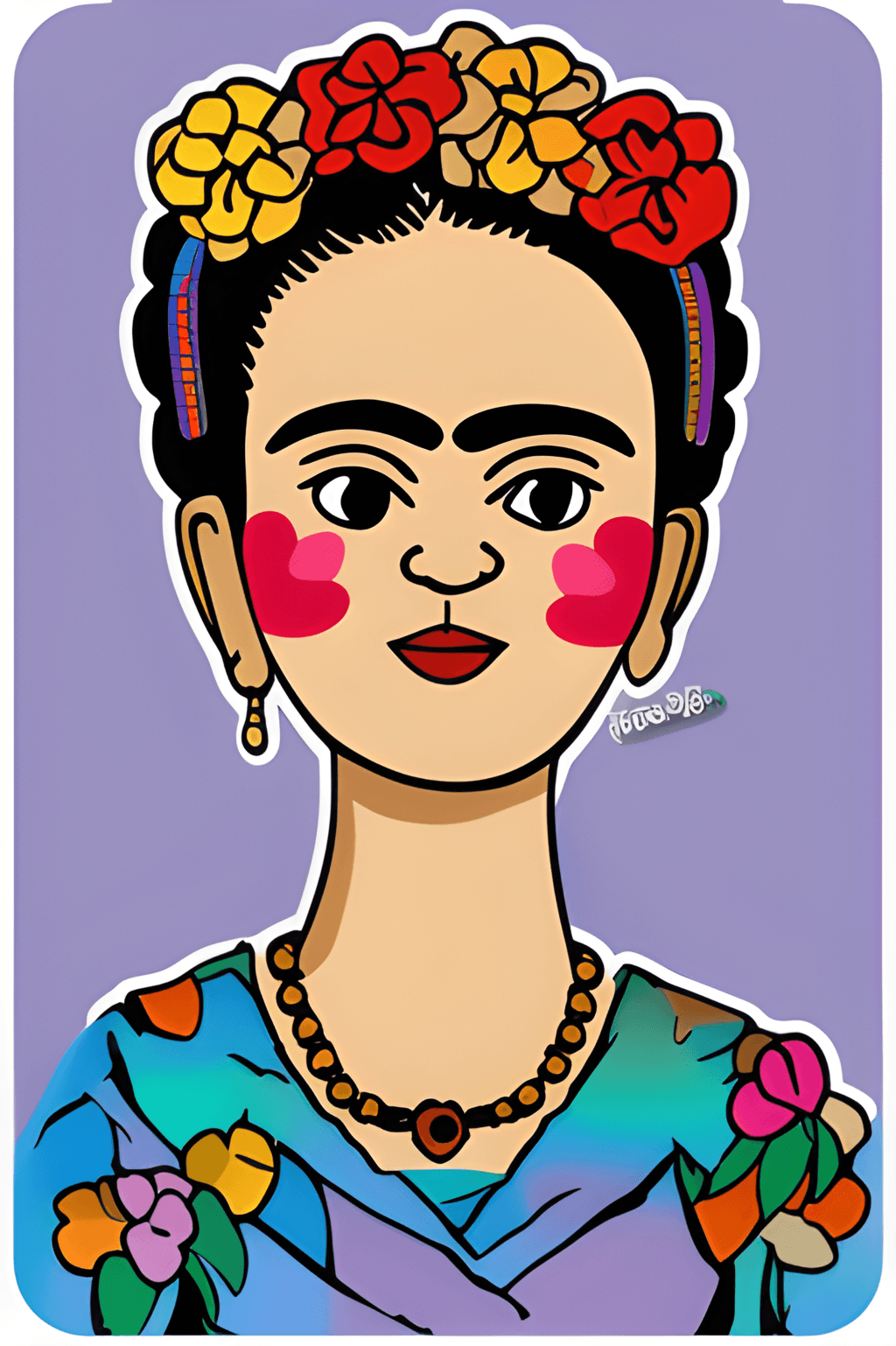 Cute Frida Sticker Cartoon · Creative Fabrica