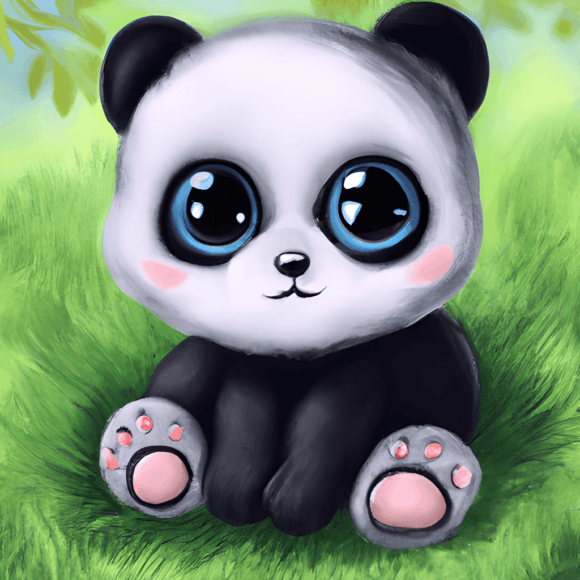 Arte kawaii fofa e adorável para bebês pandas · Creative Fabrica