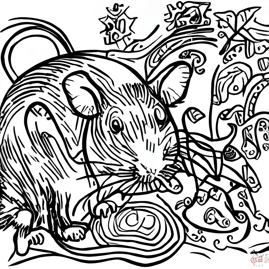 Rat Love Coloring Page · Creative Fabrica