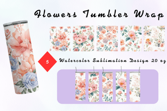 Flower tumbler design Watercolor Sublimation 20 oz tumbler