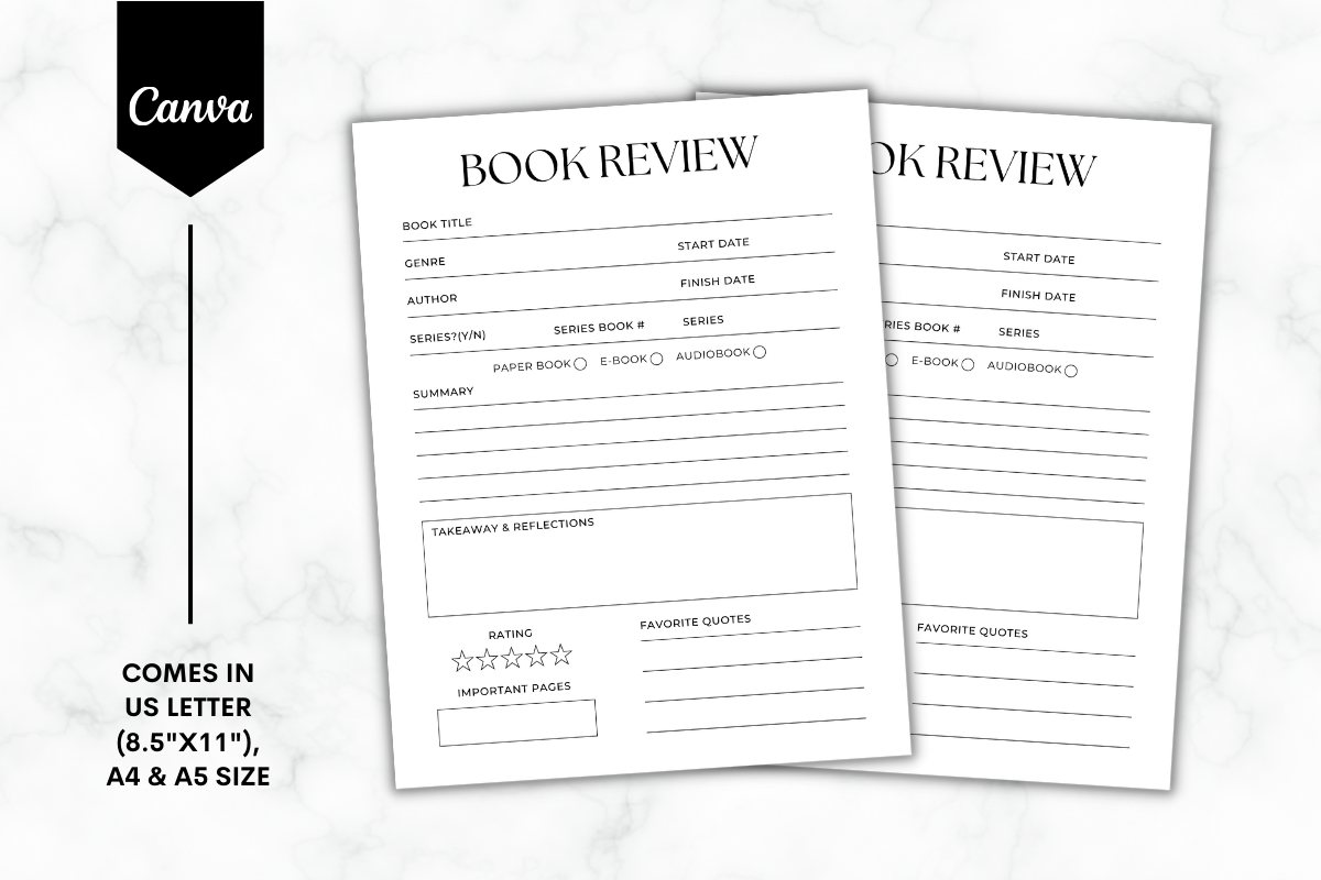 Book Review Journal Form Minimalist 1 Graphic by Sundiva Design