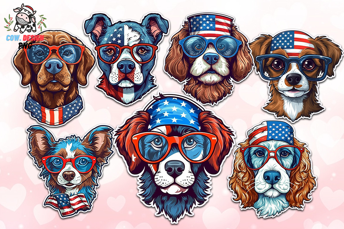 4th of July Dog Stickers Sublimation Graphic by COW.design · Creative ...