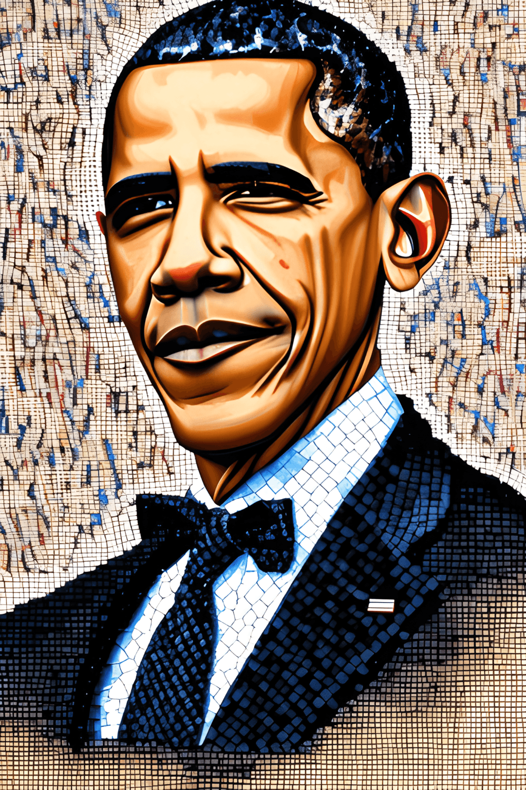 Obama HyperRealistic Impressionist Mosaic Graphic · Creative Fabrica