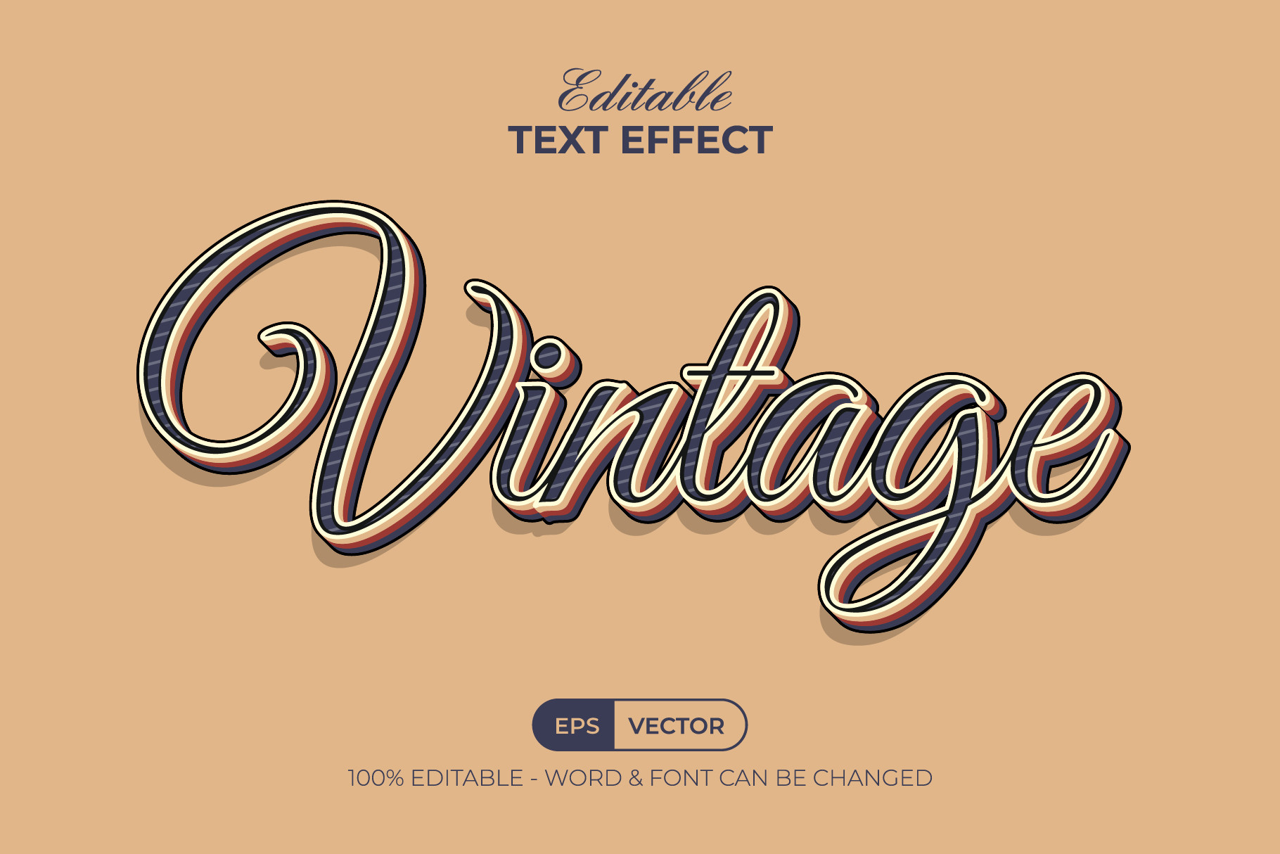 Vintage Text Effect Layered Color Style Graphic by Mockmenot · Creative ...