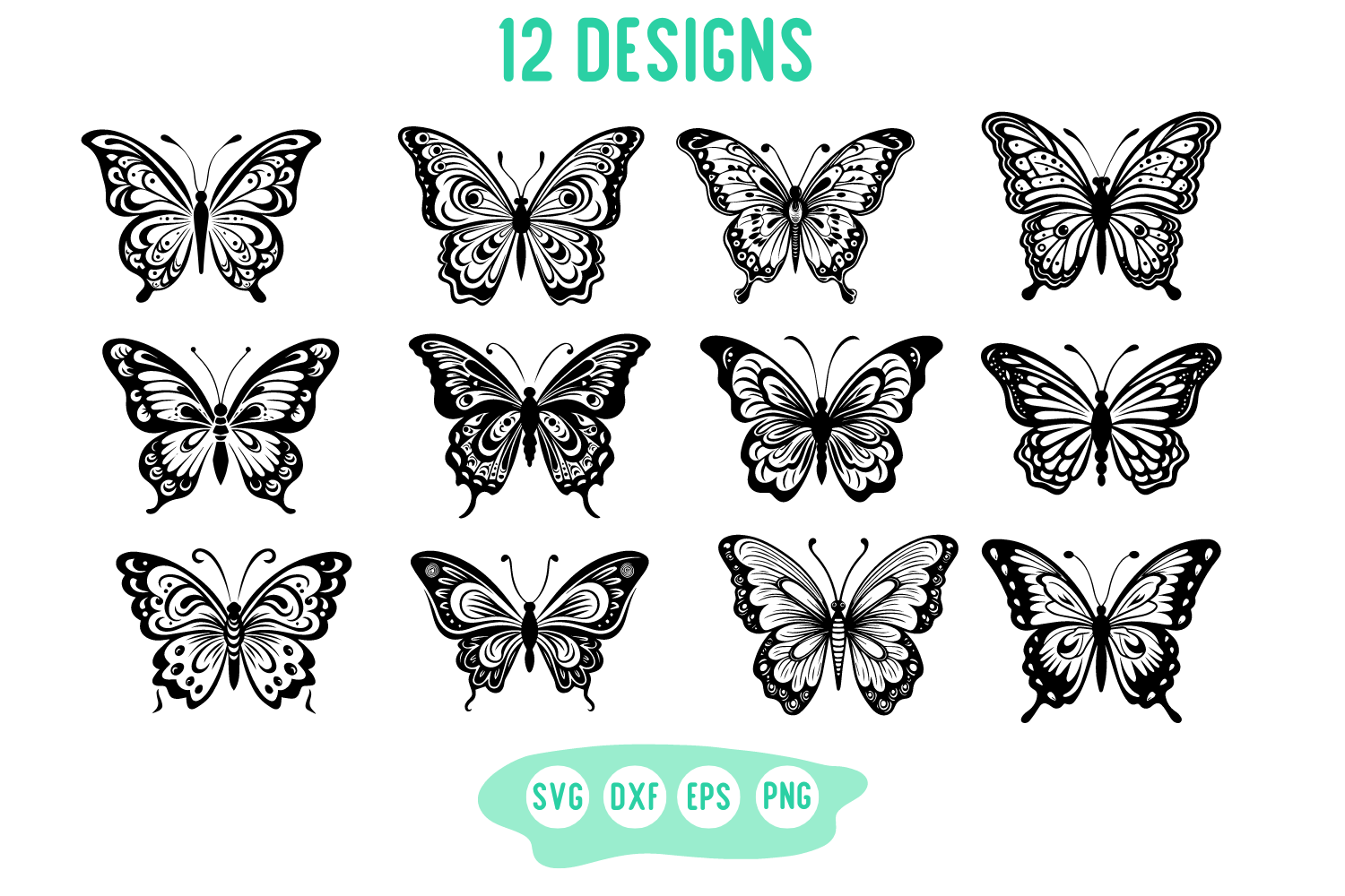 12 Designs of Butterfly Cut File Svg Graphic by Medapixel · Creative ...