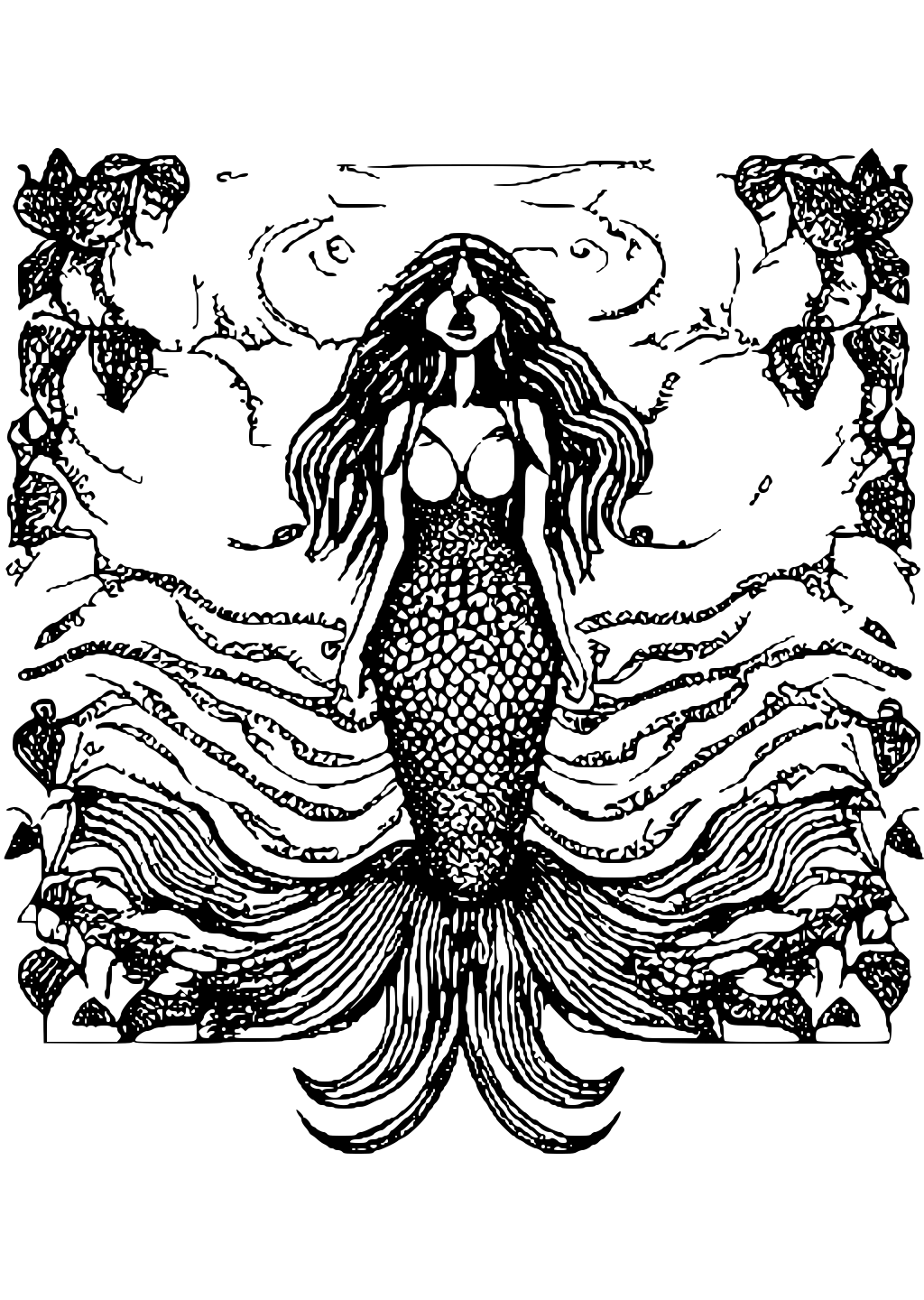 Mermaid Coloring Page · Creative Fabrica