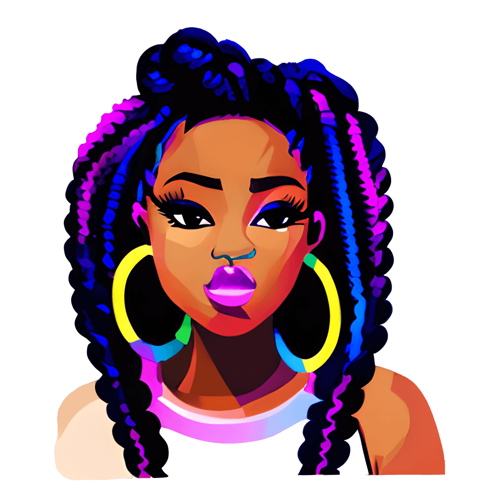 Black Female Rapper with Colorful Hair · Creative Fabrica
