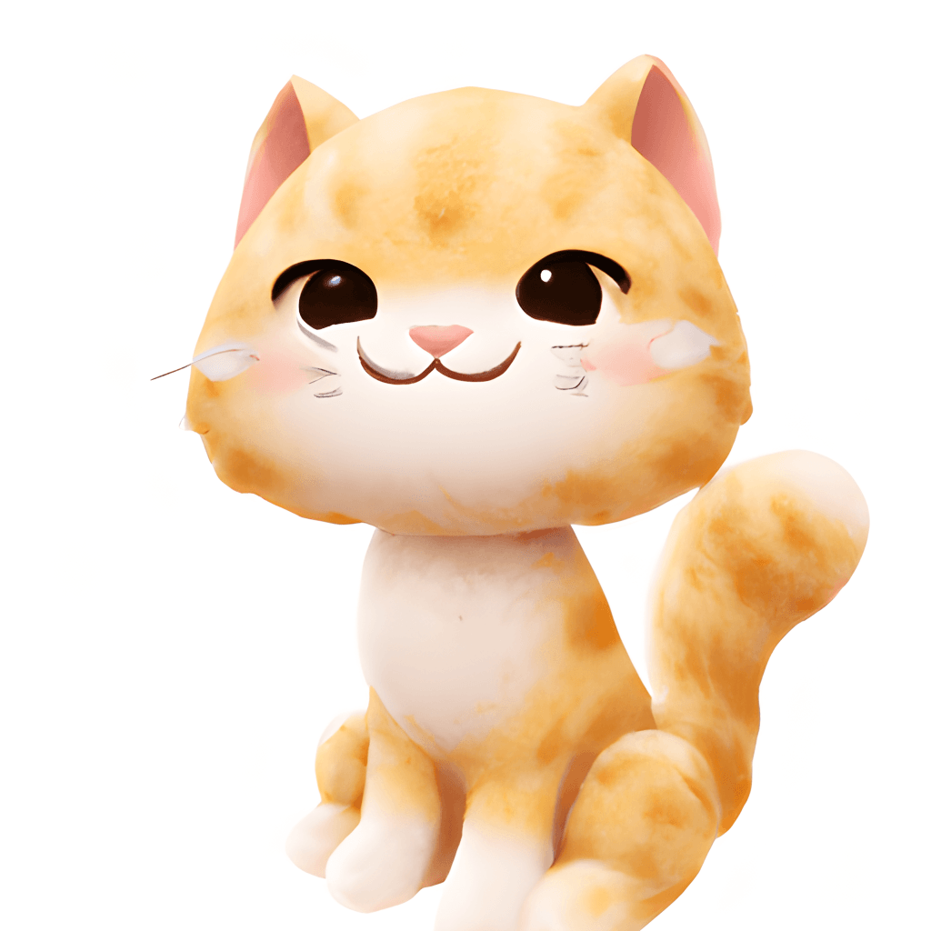 3d Cute Happy Adorable Cat Full Body Clipart with Watercolor · Creative ...