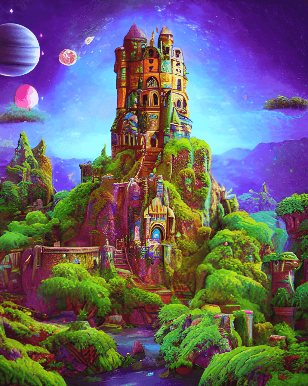 Ancient Castle on a Lost Planet · Creative Fabrica