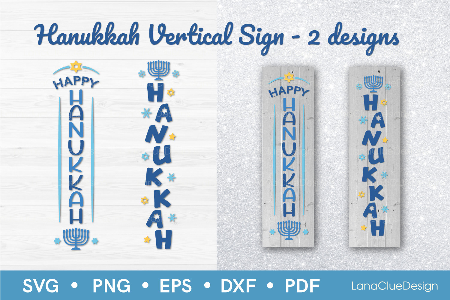 2 Hanukkah Vertical Porch Signs SVG Graphic by LanaClueDesign ...