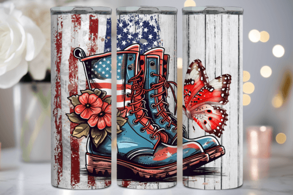 Patriotic Boots 20 Oz Tumbler Wrap Graphic by Maya Print Design · Creative  Fabrica