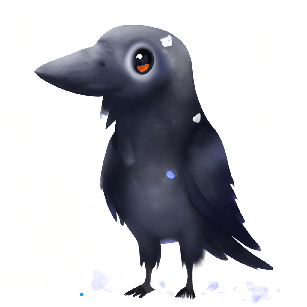 3d Cute Raven Clipart with Watercolor Illustration · Creative Fabrica