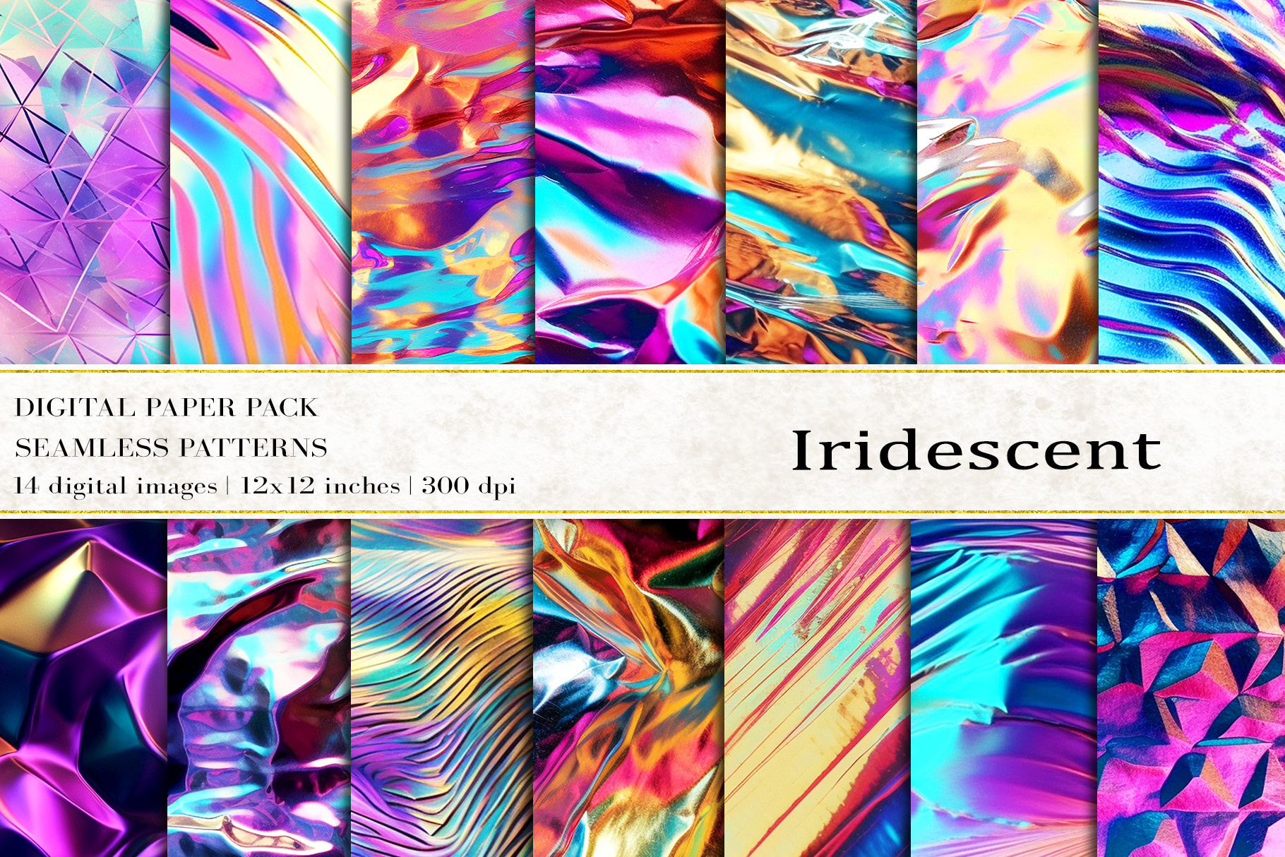 Iridescent Digital Papers Graphic by BonaDesigns · Creative Fabrica