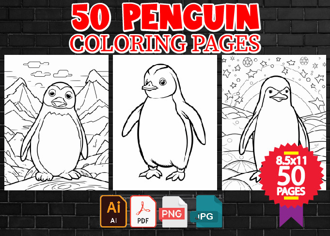 50 Penguin Coloring Pages Graphic by Nisad Design House · Creative Fabrica