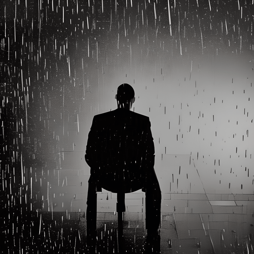 Andrew Tate Sitting on a Chair at Night Raining · Creative Fabrica