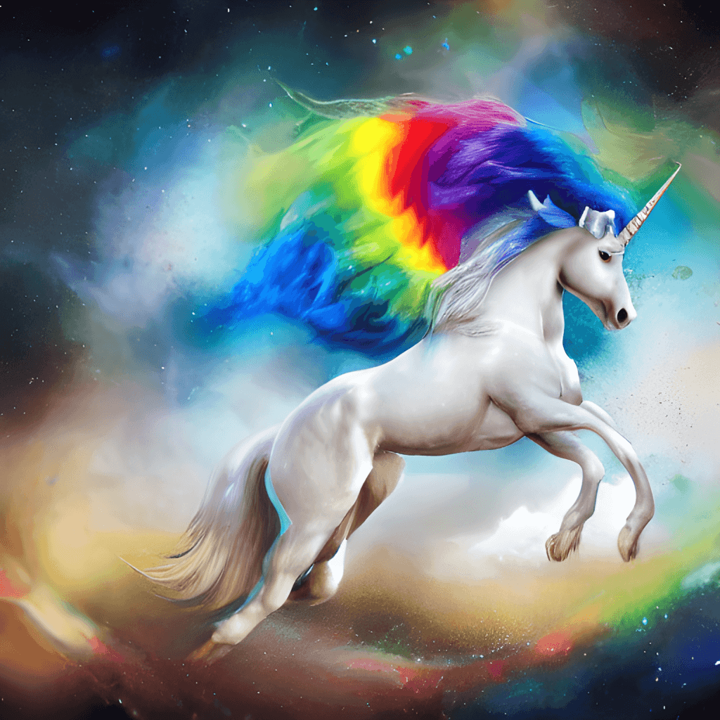 Elegant Unicorn Rainbow Concept Art · Creative Fabrica