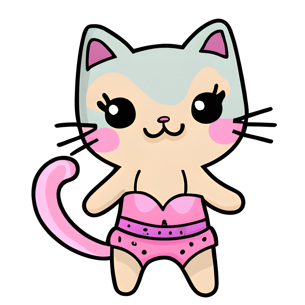 Kawaii Cat Wearing Swimsuit · Creative Fabrica