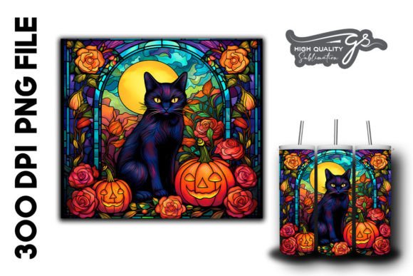 Halloween Black Cat Stained Glass Bundle Bundle · Creative Fabrica