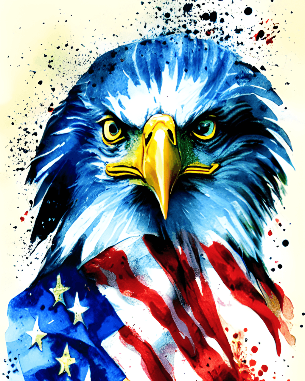 Watercolor Bald Eagle American Flag Pattern · Creative Fabrica