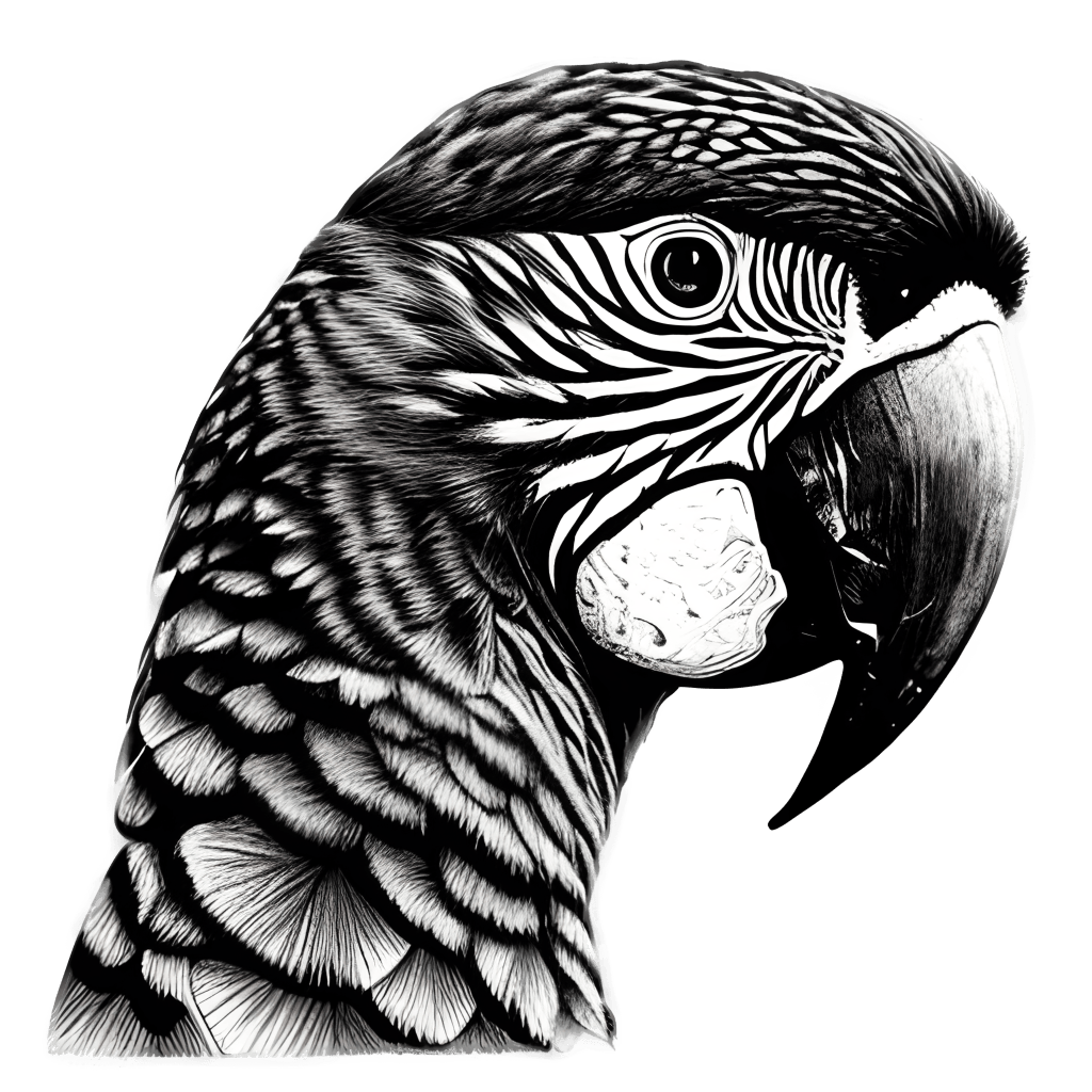 Line Art Parrot Face · Creative Fabrica