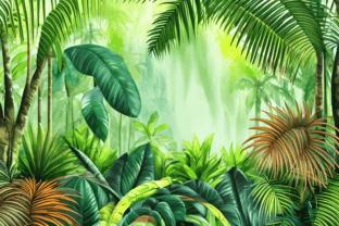 Tropical Jungle Landscape Graphic · Creative Fabrica