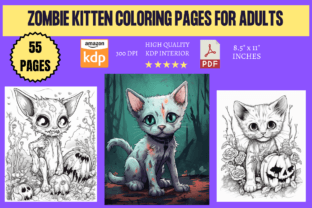 Zombie Kitten Coloring Pages for Adults Graphic by KDP INTERIORS MARKET ...