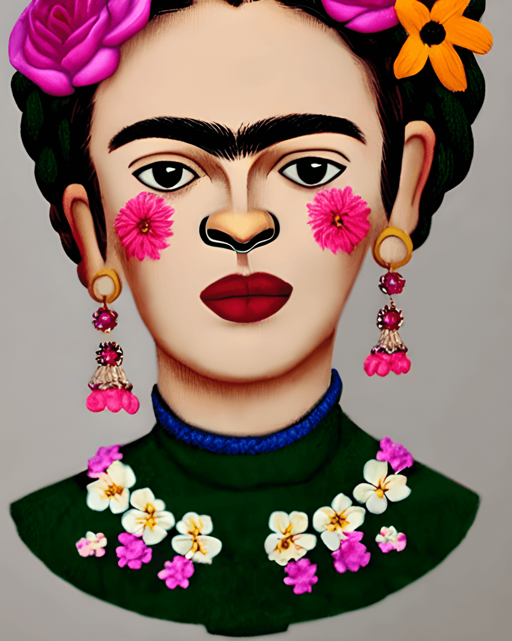 Frida Kahlo Inspired Floral Graphic · Creative Fabrica